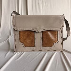 Vintage Yves Saint Laurent Y-Satchel Handbag Gray & Snake-Embossed Leather